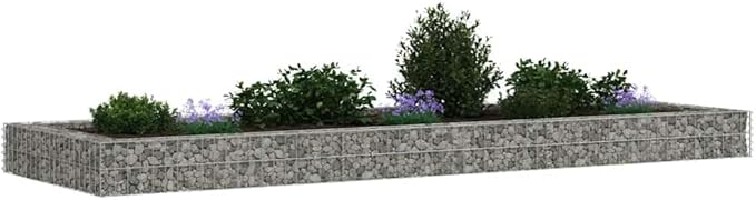 Gabion Raised Bed Silver Galvanized Steel 118.1x39.4x7.9 Inch Large Durable Outdoor Planter Box for Garden
