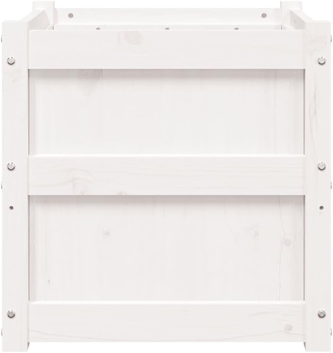 Solid Pine Wood Garden Planter Raised Bed for Flowers Vegetables Herbs White Painted Balcony Patio Fencing Garden Walls