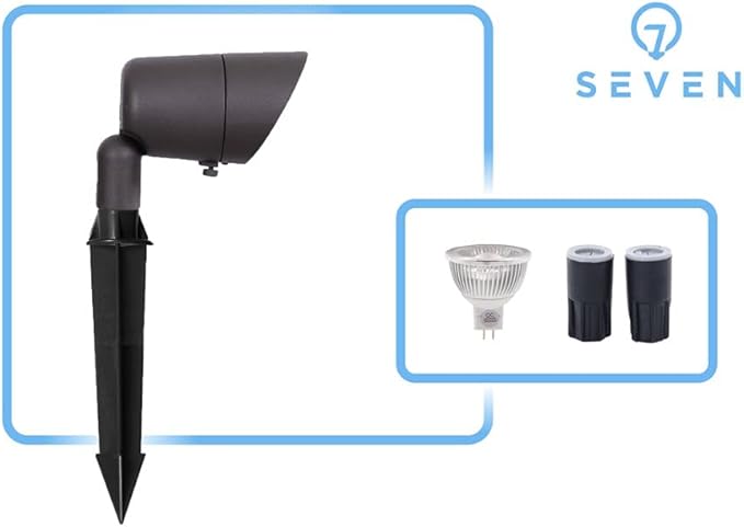 LED Low Voltage Outdoor Directional Lights - 12V AC - 36° Beam Angle Landscape Spot Up Light with Ground Spike &amp MR16 LED Bulb - IP67 Waterproof 3000K Warm White Aluminum Housing (BRONZE 12 PAC