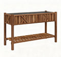 Elevated Wood Planter Box with Storage Shelf &amp Liner Raised Garden Bed with Drainage Holes Complete Gardening Solution for Patio Deck &amp Backyard (Brown)