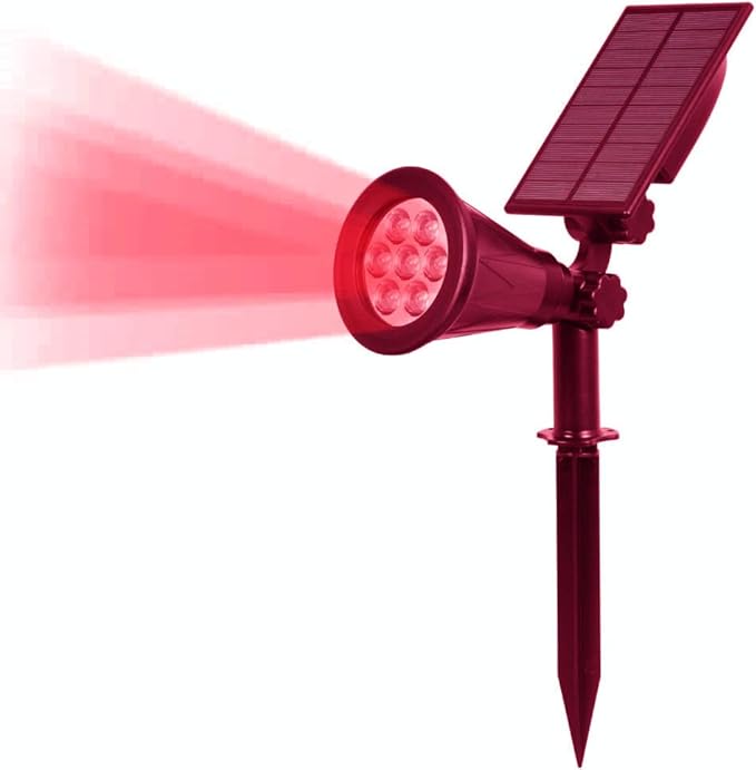 Solar Landscape Lights 7 LED Solar Spotlights 2 in 1 Security Light Solar Lights Outdoor Waterproof for TreePatioYard (Red)