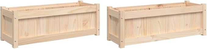 Garden Planters 2 pcs Planter Boxes Raised Flower Bed Standing Planter Gardening Box Suitable for Corridor Nursery Courtyard Orchard Solid Wood Pine
