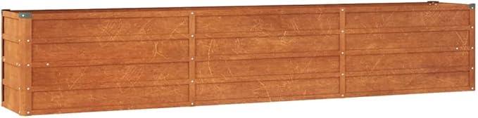 YAFF Garden Raised Bed Rusty Corten Steel 94.5 x 15.7 x 17.7 in Large Outdoor Planter Box for Vegetables Herbs Flowers Patio Balcony Weather Resistant