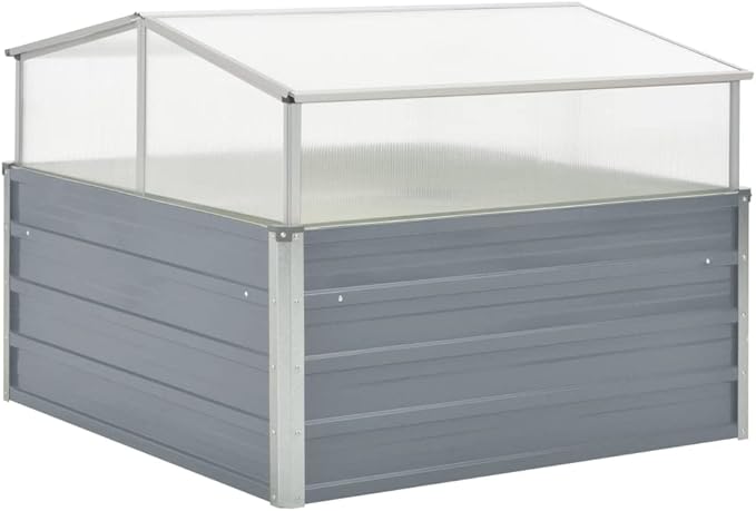 Greenhouse PlanterGarden BedGalvanized Raised Garden BedPlanter Raised bedsGalvanized Planter39.4x39.4x33.5 Galvanized Steel Gray