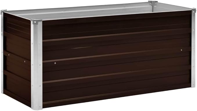 Raised Garden Bed Brown Galvanized Steel 39.4 x 15.7 x 17.7 inches Durable Planter for Outdoor Plants Rectangular Gardening Solution