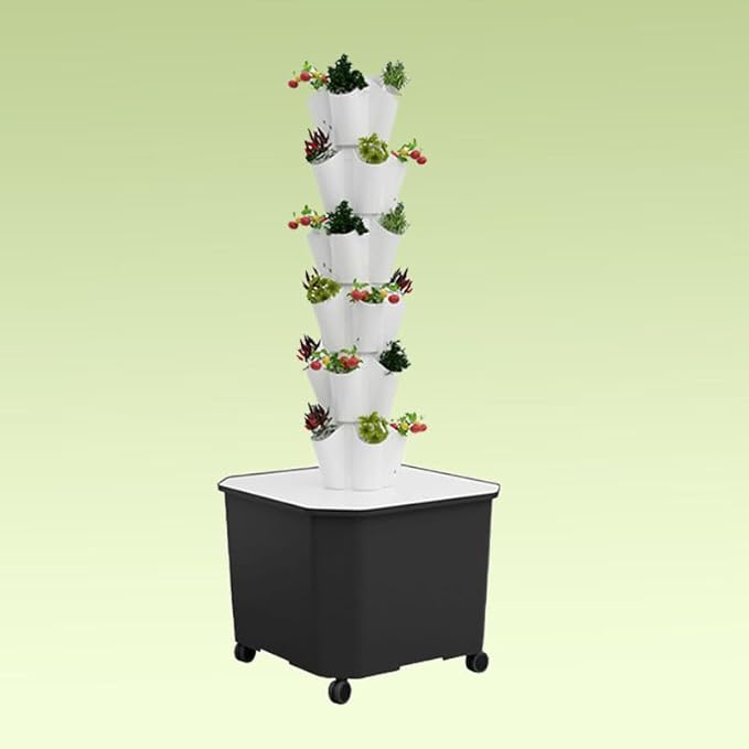 Aeroponic Garden Tower for Herbs Fruits and VegetablesHydroponics Growing Sys-tem KitVertical Hydroponic Tower GardenIndoor Hydroponic Growing Sys-temGrey-10LAYERS