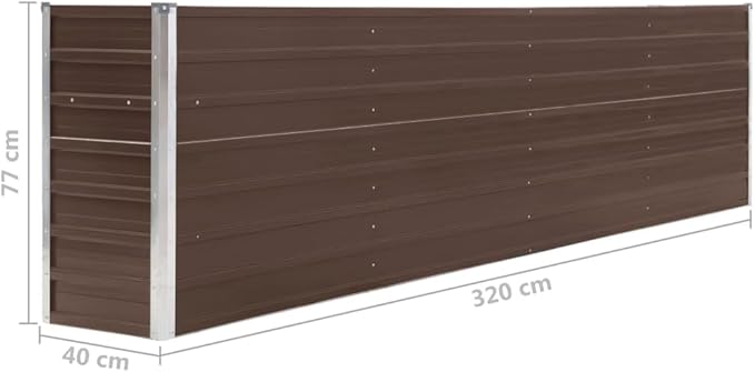qiangxing Raised Garden Bed Planter Raised Beds Raised Planter Box Planters for Outdoor Plants Garden Beds 126x15.7x30.3 Galvanized Steel Brown