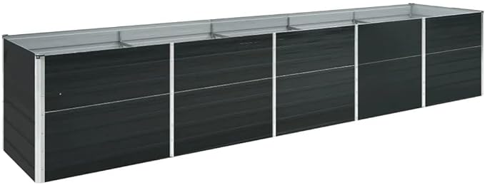 SKM Garden Raised Bed Galvanised Steel 400x80x77 cm Anthracite (Weight-22KG)