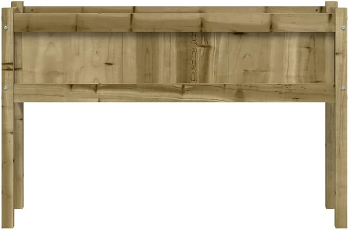 Garden Planter Set of 2 Brown Vacuum Pressure Treated Pinewood 43.3x43.3x27.6 in Rectangular Outdoor Raised Garden Bed Planters for Flowers Vegetables Herbs Balcony Patio