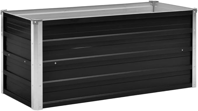 Galvanized Garden Raised Bed Kit Outdoor Galvanized Planter Garden Boxes for Vegetables Large Planter Raised Beds Anthracite 39.4x15.7x17.7 Galvanized Steel