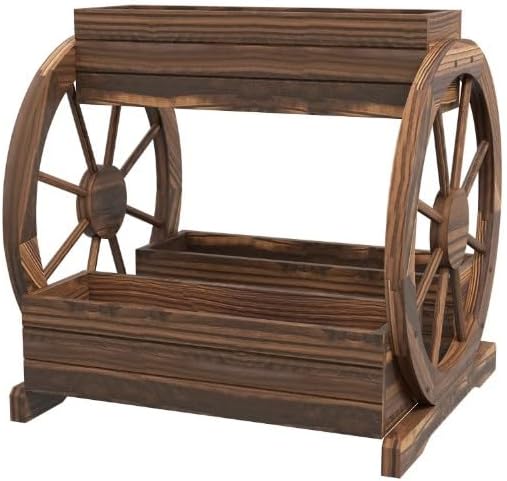 Outdoor PlanterWooden Wagon Planter Box3 Tier Raised Garden Bedfor Vegetables Flowers Herbs