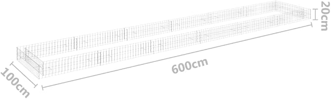 YAFF Gabion Raised Bed Galvanized Steel 236.2x39.4x7.9 (37.29lbs)