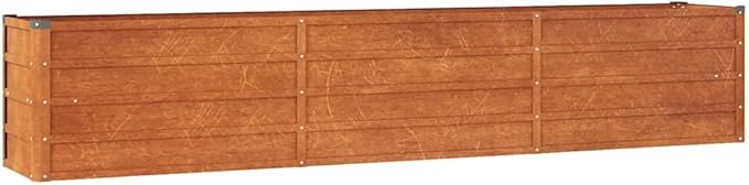 Garden Raised Bed Rusty Corten Steel Outdoor Planter Box 94.5x15.7x17.7 Inch Rectangular Weathered Metal for Vegetables Herbs Flowers