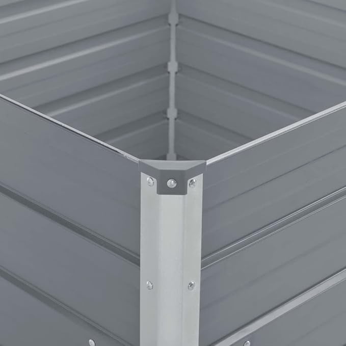 Square Galvanized Steel Raised Garden Bed Outdoor Metal Raised Garden Bed Planter Box for Gardening Vegetables 39.4x39.4x17.7 Galvanized Steel Gray-109