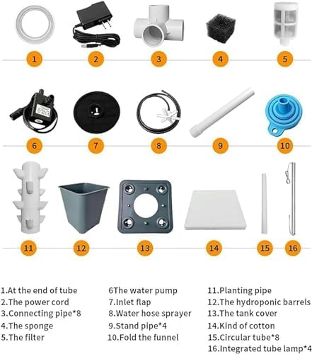 Hydroponics Growing 25 Pods Hydroponics Tower with LED Grow Light Vertical Garden Planter Plant Germination Kit Aeroponics Growing Kit w