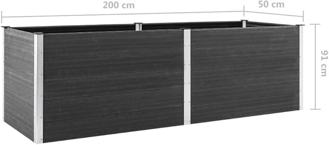 Garden Raised PlanterGarden BedGalvanized Raised Garden BedPlanter Raised bedsGalvanized PlanterBed 78.7x19.7x35.8 WPC Gray