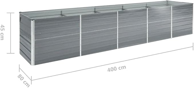 Garden Raised Bed Galvanized Steel 157.5x31.5x17.7 Gray