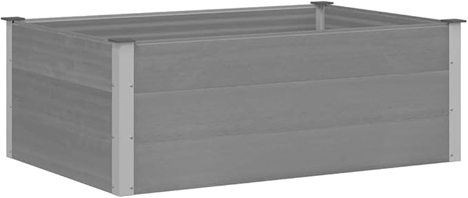 vidaXL Garden Raised Bed in Gray - Outdoor-Friendly Wood-Plastic Composite (WPC) - Weather- and Durable - Ideal for Flowers Green Plants - Sleek Modern Design Easy Assembly