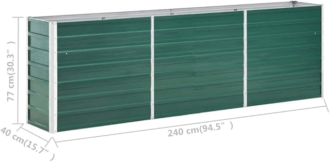 Garden Raised Bed Outdoor planters Planter Boxes Outdoor Garden Bed Suitable for Backyard Flowers Restaurants Patios Galvanized Steel 94.5x15.7x30.3 Green