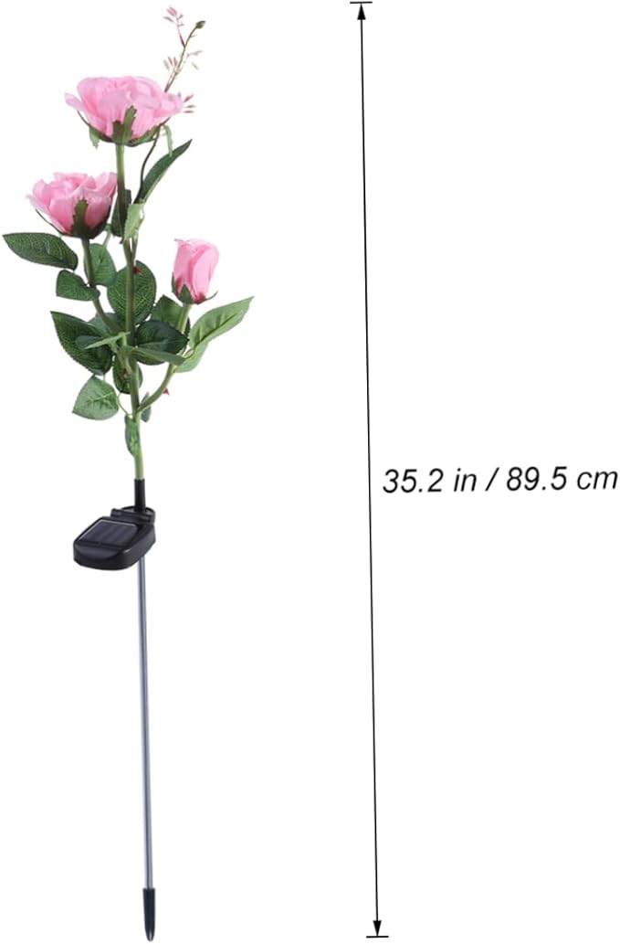 Head Solar Led Rose Light Garden Decorative Outdoor Spotlight for Flowers Solar-Powered Landscape Lamp Auto Off for Wedding