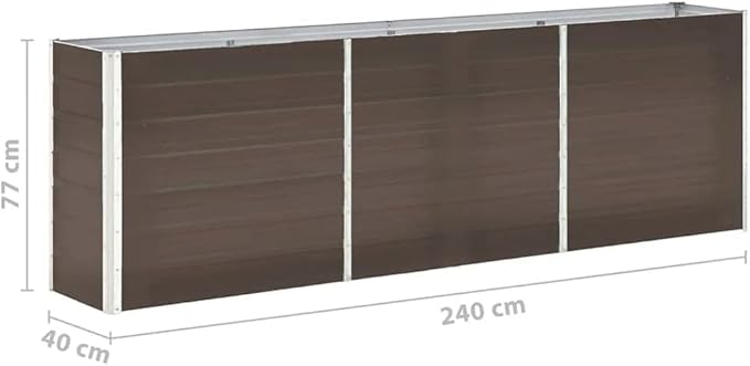 Raised Garden Beds Outdoor Balcony Planter Boxes Garden Raised Bed Galvanized Steel 94.5x15.7x30.3 Brown Suitable for Garden Terrace and Balcony planters