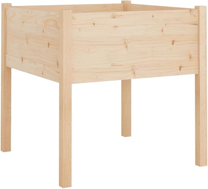 Set of 2 Wooden Garden Planter Box Raised Garden Bed with Legs Outdoor Wood Planter Box Stand Outdoor Wood Raised Garden Bed 27.6x27.6x27.6-468
