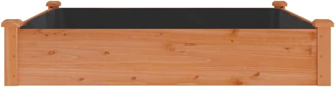 Garden Raised Bed with Liner Brown 47.2x47.2x9.8 Solid Wood Fir Raised Beds for Gardening Large Flower Pots Outdoor Planters for Porch Outdoor Pots for Outdoor Porch Gardening Plants