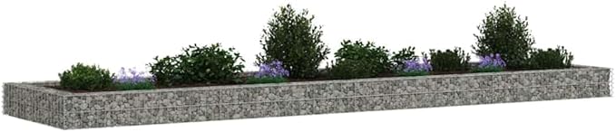 Gabion Raised Bed Silver Galvanized Steel Large Rectangular Outdoor Planter for Garden Patio Heavy Duty Plants 157.5x157.5x7.9 Inches