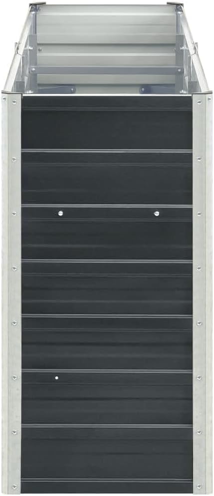 vidaXL Large Anthracite Galvanized Steel Raised Bed 94.5 X 15.7 30.3 in Weathered Finish Modern Planter Ideal for Balcony Garden Patio Outdoor Gardening Flower Pot Box Rectangular Planters
