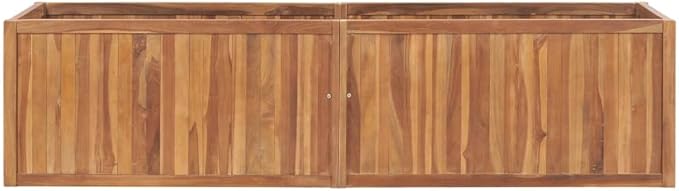 Large Outdoor Garden Raised Bed Planter Natural Teak Wood 78.7x19.7 Inch Durable Elevated Garden Bed for Flowers Plants Vegetables