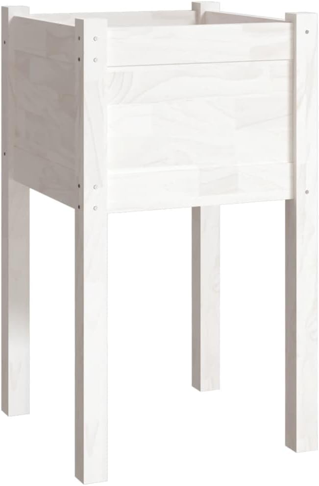 Garden PlanterGardening PlantersPatio Raised BedsBackyard Raised BedsRaised Flower BedsGarden DecorationPlanter Boxesfor DecksPatiosBalconiesWhite 15.7x15.7x27.6 Solid Wood Pine