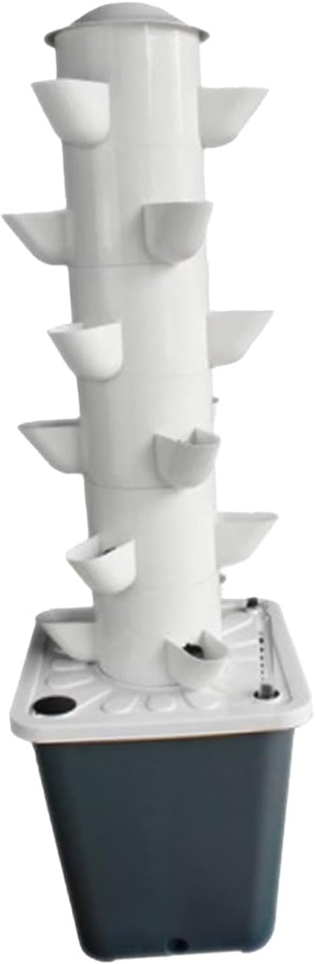Hydroponic Grow Rack Hydroponic Grow System Tower Indoor Outdoor Home Plant Germination Kit Vertical Garden Planter Water Pump PVC Suitable for Yard S 18Holes