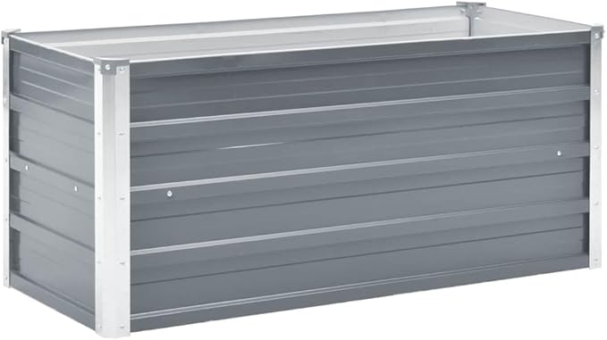 Raised Garden Bed Galvanized Steel 39.4 x 15.7 x 17.7 Gray Outdoor Planter Elevated Garden Beds for Patio Yard and Balcony Use
