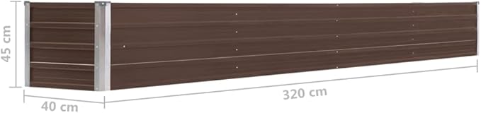 YAFF Garden Raised Bed Galvanized Steel 126x15.7x17.7 Brown