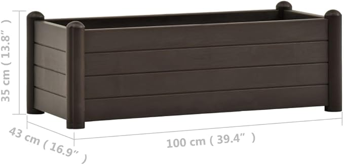 Garden Raised Bed PP Mocha 39.4x16.9x13.8 Raised Garden Box Planter for Vegetables Herbs Flowers - Durable UV-Resistant Indoor &amp Outdoor Use