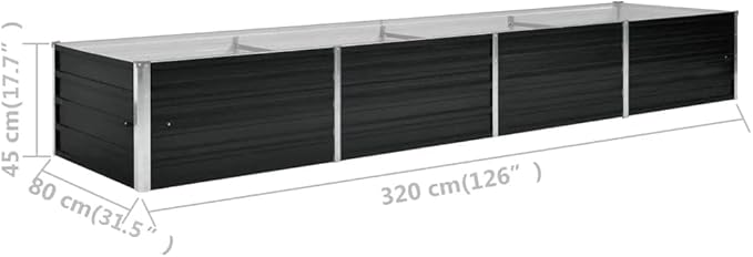 Garden Raised Bed Anthracite 126x31.5x17.7 Galvanized Steel