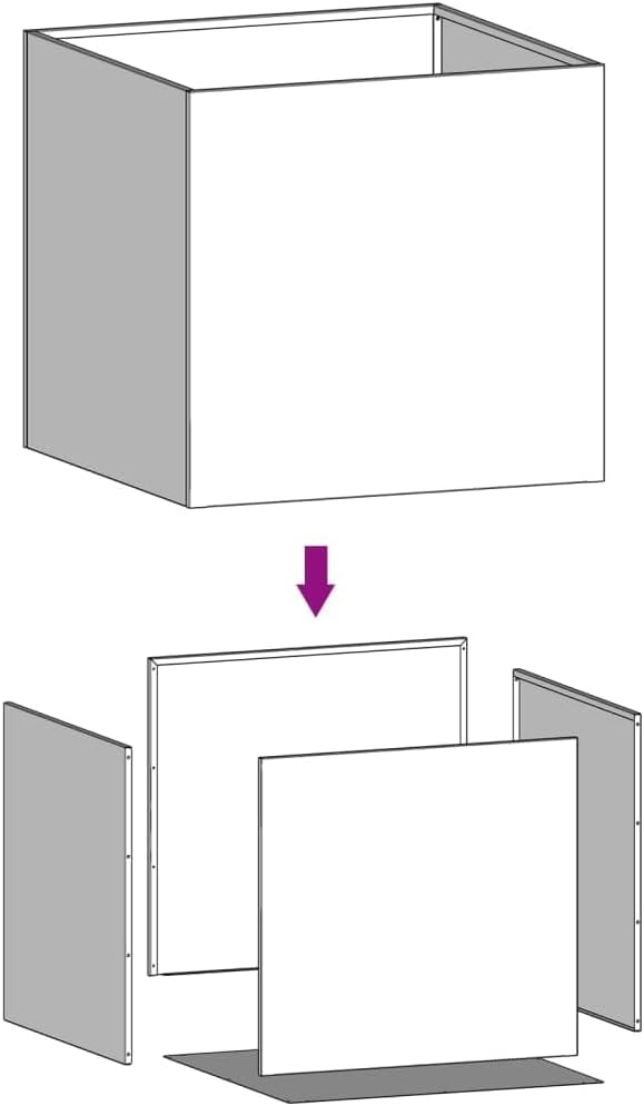2-Pack Silver Stainless Rectangular Planter 18.5x19.3x18.1 in Balcony Patio Indoor Garden Box