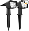 Outdoor Solar Pathway Lights SpotLights Waterproof Dusk to Dawn for Landscape Garden Wall Yard Driveway Garage (Set of 2) (Cold White)