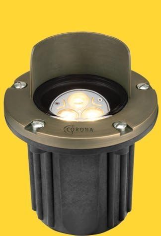Corona LED 12v Well Light 7w Composite Well Light Antique Bronze Brass Faceplate CL-317B-AB