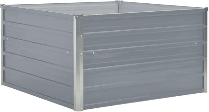 Outdoor Raised Garden Bed Galvanized Steel Square Planter Box Outdoor Raised for Gardening Vegetables Flowers 39.4x39.4x17.7 Galvanized Steel Gray