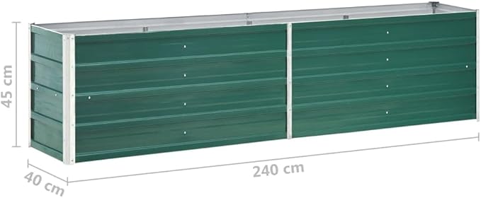 SKM Garden Raised Bed Galvanized Steel 94.5x15.7x17.7 Green (7.9 KG/17.38 LBS)