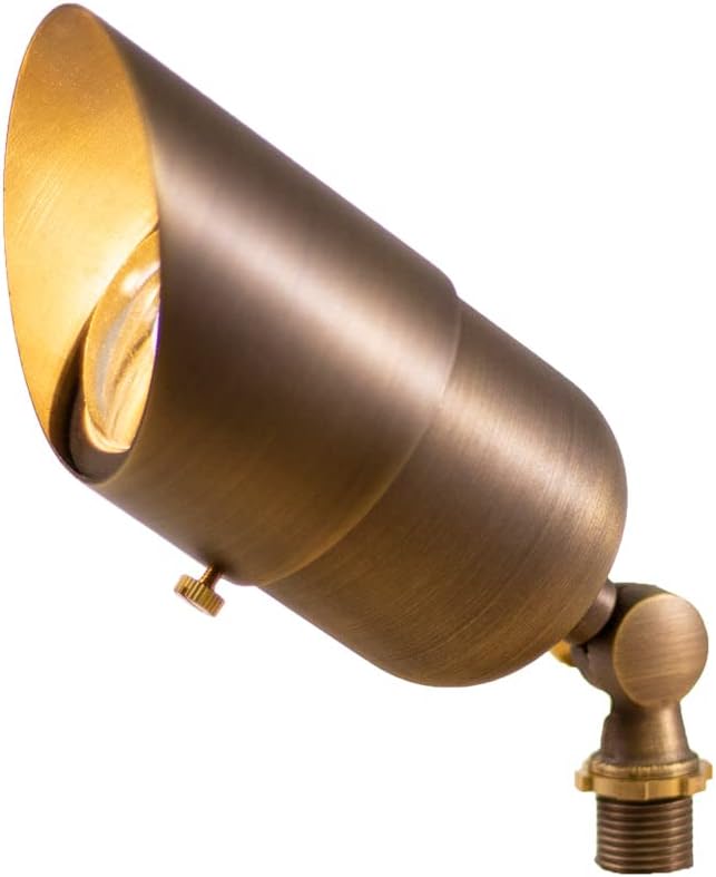 12V LogiSpot Brass Outdoor Spotlight (Bronze) with 5W 2700K Warm White 400 Lumen MR16 LED Bulb for Low Voltage Landscape Lighting of Yard Lawn Garden Patio Trees &amp House