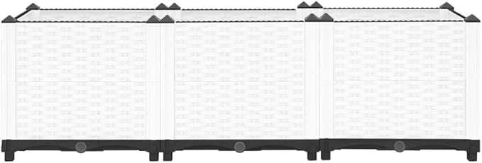 Raised Garden Bed PP Planter Box Garden Boxes Outdoor Raised for Vegetables Fruits Flowers and Herbs White 47.2x15.7x15 Polypropylene