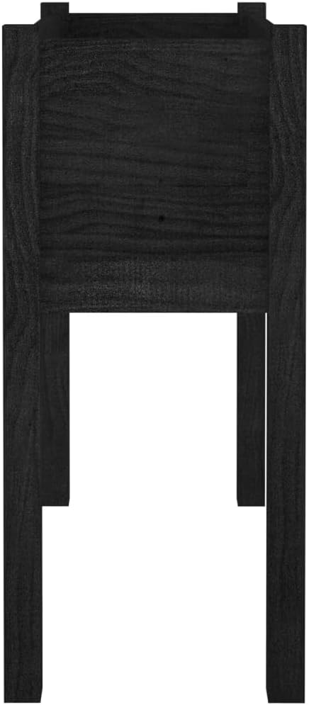 Garden Planter Set of 2 Black Solid Pinewood Raised Garden Beds for Outdoor Plants 27.6x12.2x27.6in Rectangular Planter Boxes for Gardening
