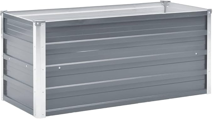 Raised Garden Bed Gray Galvanized Steel Planter Box 39.4x15.7x17.7 Inch Rectangular Outdoor Raised Bed for Vegetables Flowers Herbs Patio Garden Clearance Deals