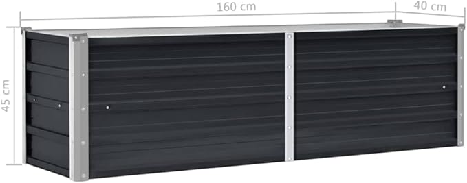 Raised Garden Bed 62.9x15.7x17.7 in Galvanized Steel Planter Box Anthracite Matte for Patio Balcony Yard Outdoor Herb Flower Veggie Growing