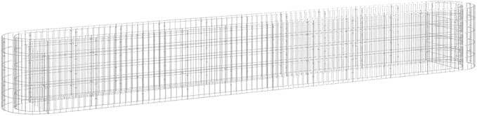 Galvanized Metal Gabion Raised Garden Bed - 157.5in Outdoor Planter Box for Flowers Vegetables Herbs Planting Large Decorative Beds