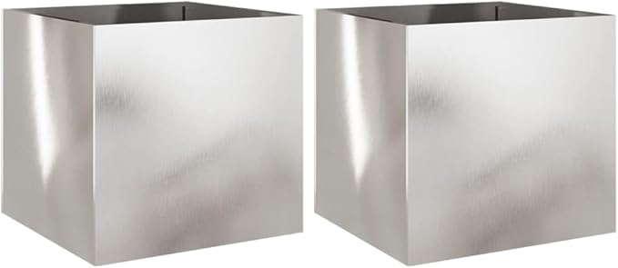 2-Pack Silver Stainless Rectangular Planter 18.5x19.3x18.1 in Balcony Patio Indoor Garden Box