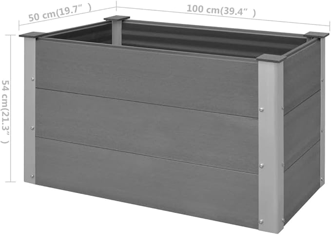 Garden Raised Bed WPC 39.4x19.7x21.3 Gray Grey 31.68 lbs