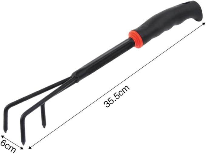 GALPADA 6pcs Garden Tool Set with Ergonomic Anti-Skid Handles Versatile Shovel Rake and Dual-use Hoeing Rake for Gardening for Home and Balcony Use Black Orange